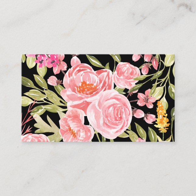 Carte de visite - impression d'aquarelle florale (Devant)