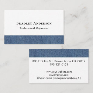 Carte De Visite Impression de bordure en denim bleu minimaliste