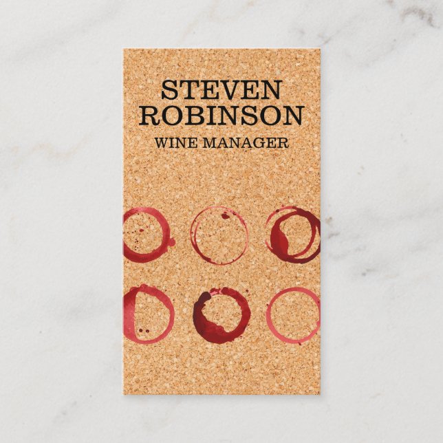 Carte De Visite Impression de liège | Tige à vin (Devant)