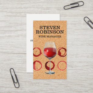 Carte De Visite Impression de liège   Verre de vin rouge et tôle
