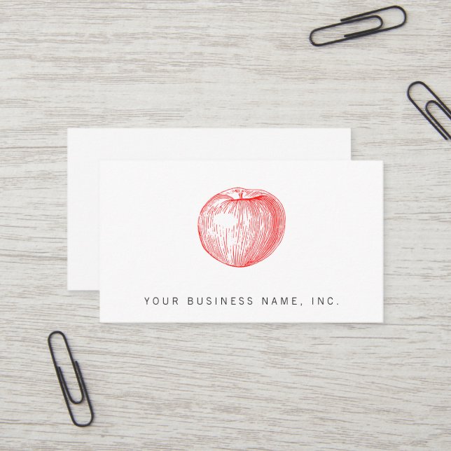 Carte De Visite Impression typographique rouge Apple d'Apple de (Devant/Arrière en situation)