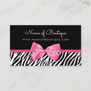 Carte De Visite Impression Zebra À La Mode Avec Boutique Chic Bow 