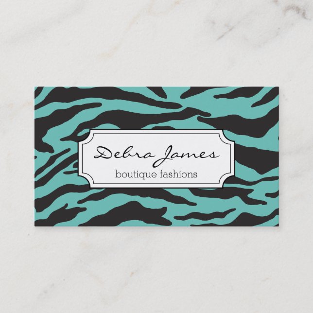 Carte De Visite Impression Zebra | TURQUOISE (Devant)