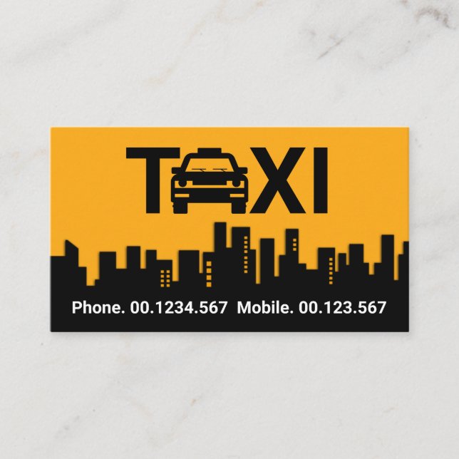 Carte De Visite Impressionnant Taxi Construction voiture Silhouett (Devant)