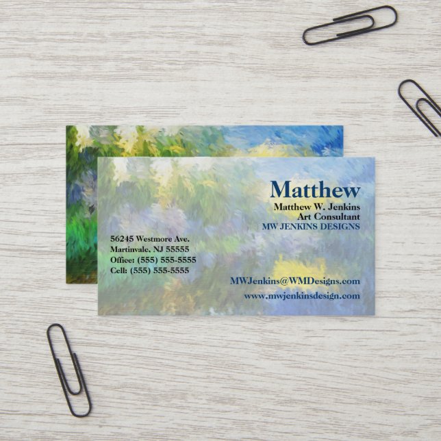 Carte De Visite Impressions du lac Spring (Devant/Arrière en situation)