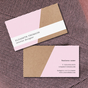 Carte De Visite Imprimé Élégant Kraft Rose Géométrique