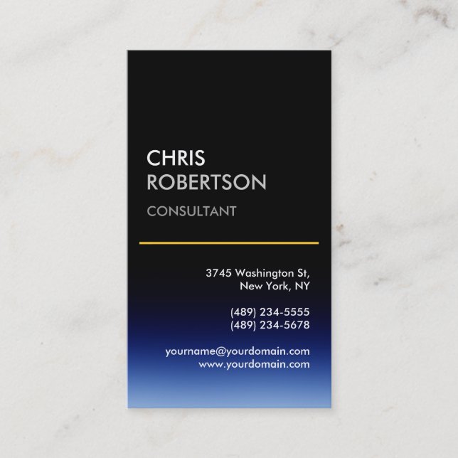 Carte de visite inclinable bleu vertical (Devant)