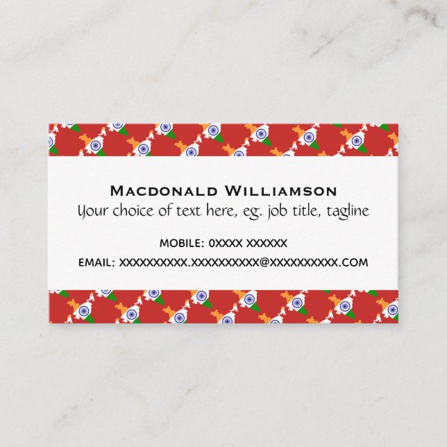 Carte De Visite INDE Écriture chrétienne Jean 3:16 ROUGE (Devant)