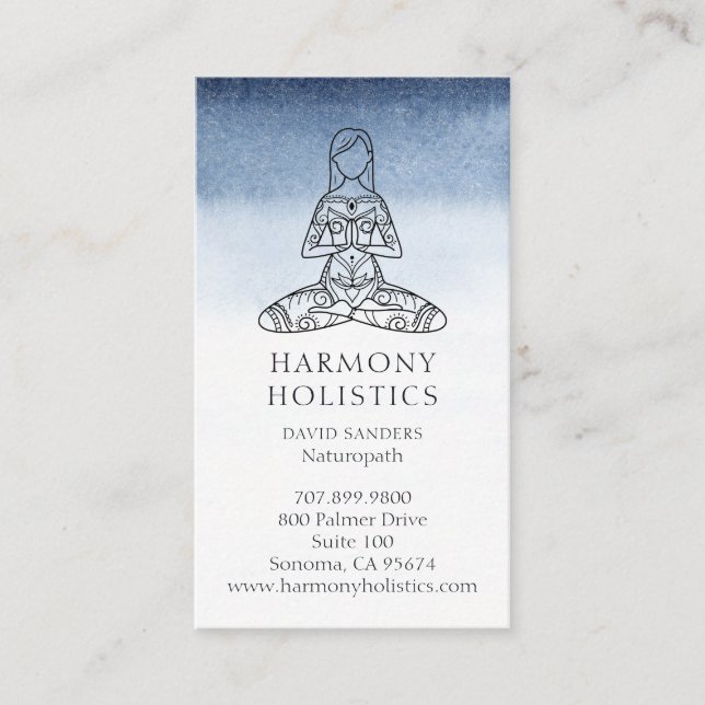 Carte De Visite Indigo Blue White Holistic Health (Devant)