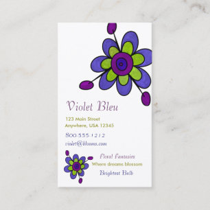 Carte De Visite Indigo et fleurs vertes d'amusement