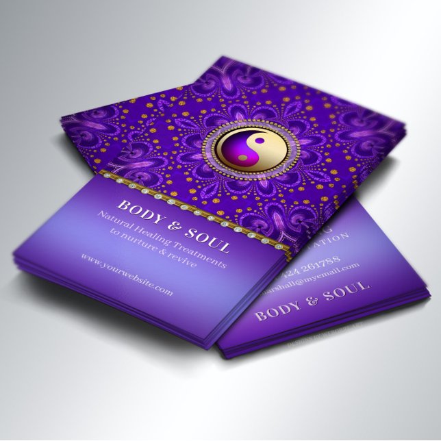 Carte De Visite Indigo Purple Gold Angelic Energy Healing Holistic (Créateur téléchargé)