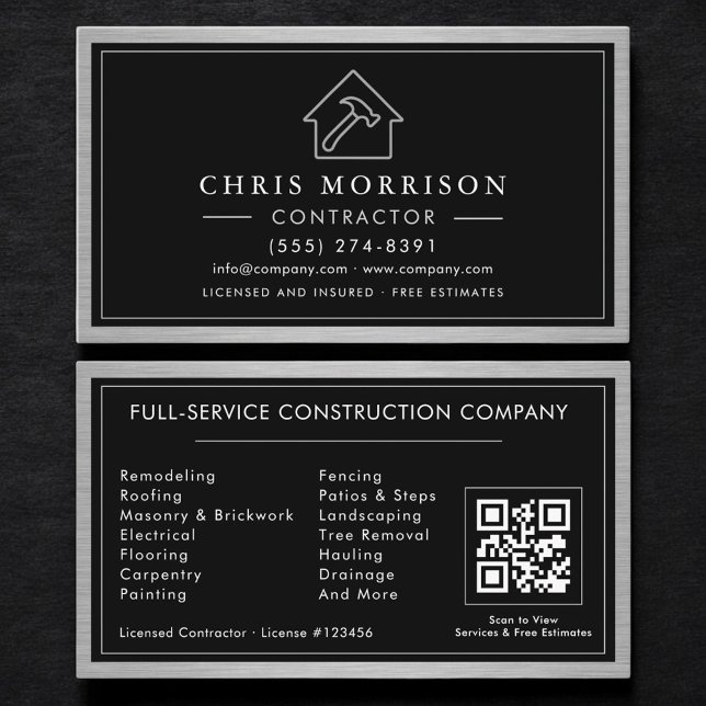 Carte De Visite Industrial Metal Construction QR Code (Créateur téléchargé)