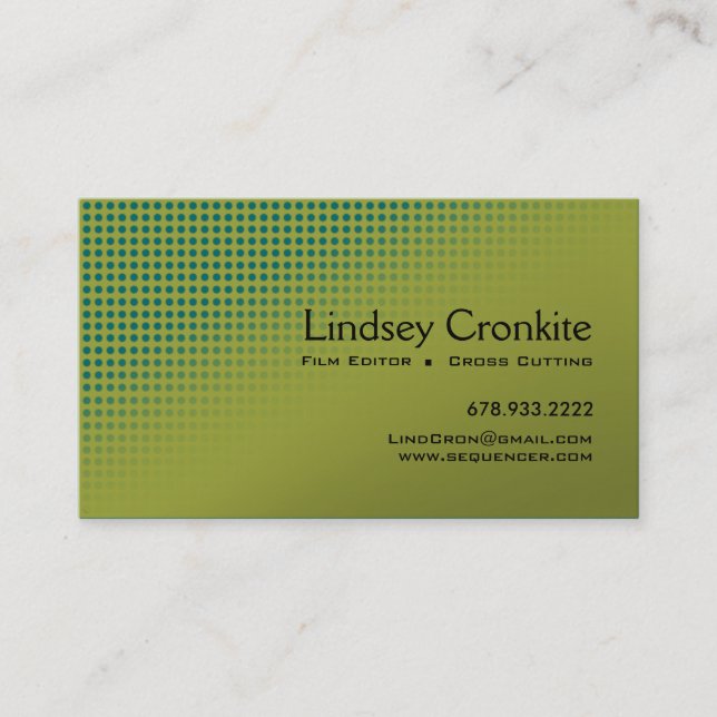 Carte De Visite Industrie du spectacle de Hollywood de rédacteur (Devant)