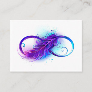 Carte De Visite Infinité avec plumes violettes