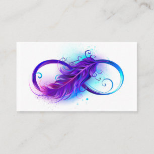 Carte De Visite Infinité avec plumes violettes