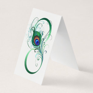 Carte De Visite Infinity Symbol with Peacock Feather