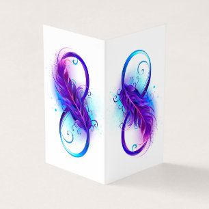 Carte De Visite Infinity with Purple Feather