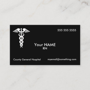 Carte De Visite Infirmière Caduceus Black
