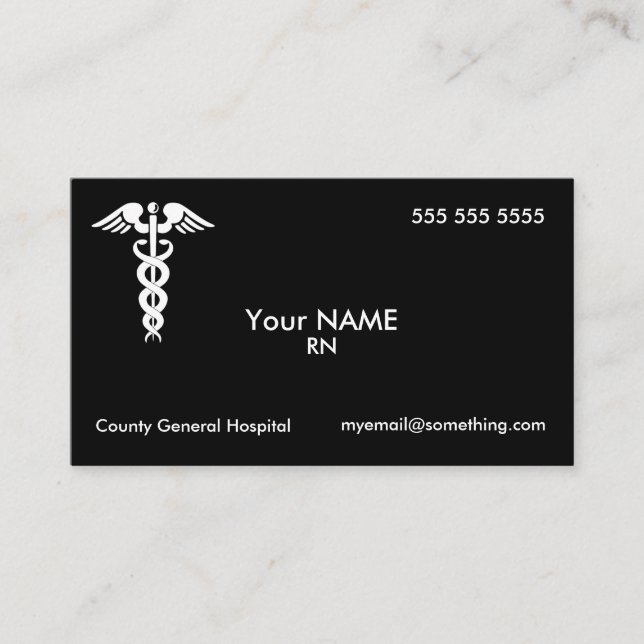 Carte De Visite Infirmière Caduceus Black (Devant)