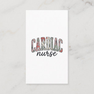Carte De Visite Infirmière cardiaque à motif floral et lettrage un