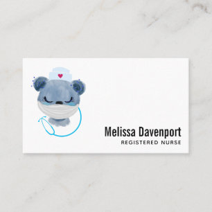 Carte De Visite Infirmière de l'ours mignonne portant un Masque Mé