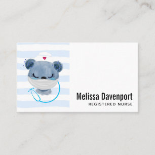Carte De Visite Infirmière de l'ours mignonne portant un Masque Mé