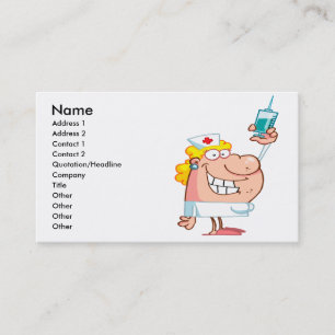Carte De Visite infirmière drôle avec une seringue dessin animé