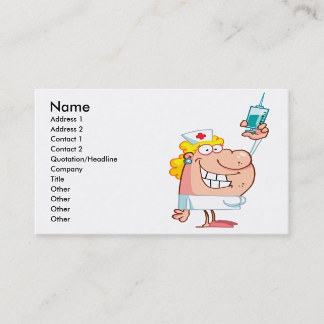 Carte De Visite infirmière drôle avec une seringue dessin animé (Devant)
