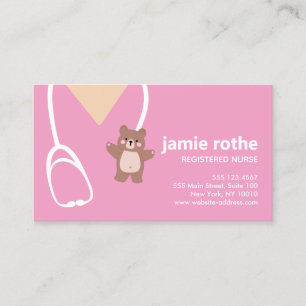 Carte De Visite Infirmière pédiatrique robe ours en peluche 