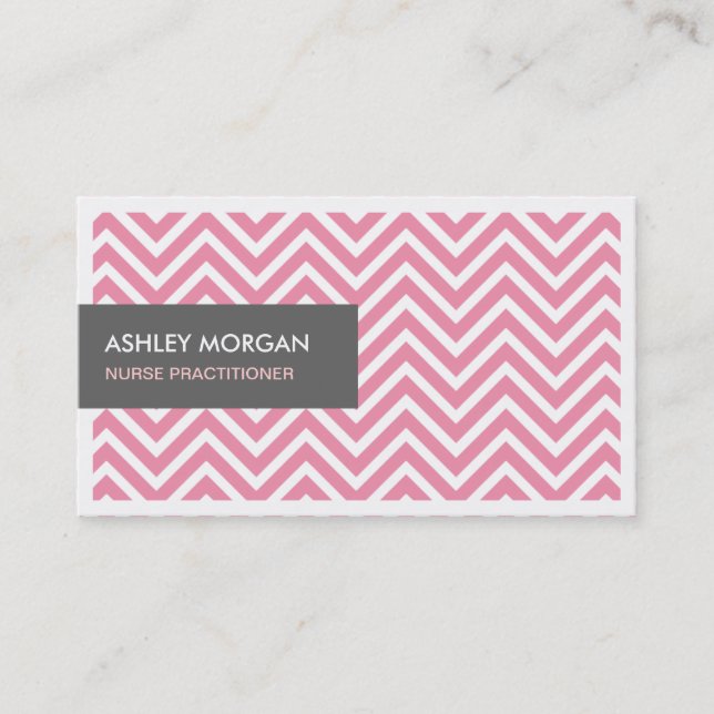 Carte De Visite Infirmière praticien - Chevron rose clair Zigzag (Devant)