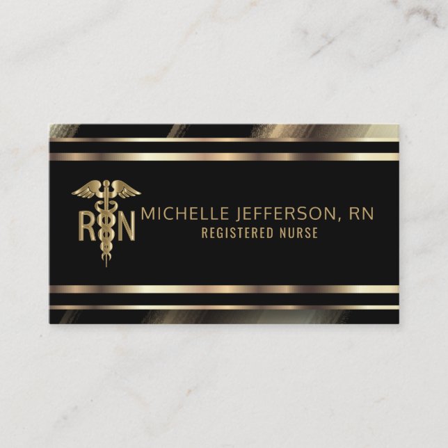 Carte De Visite Infirmière professionnelle en or et en noir (Devant)