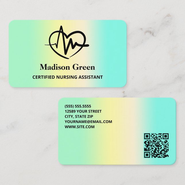 Carte De Visite Infirmière QR personnalisée CNA (Devant / Derrière)