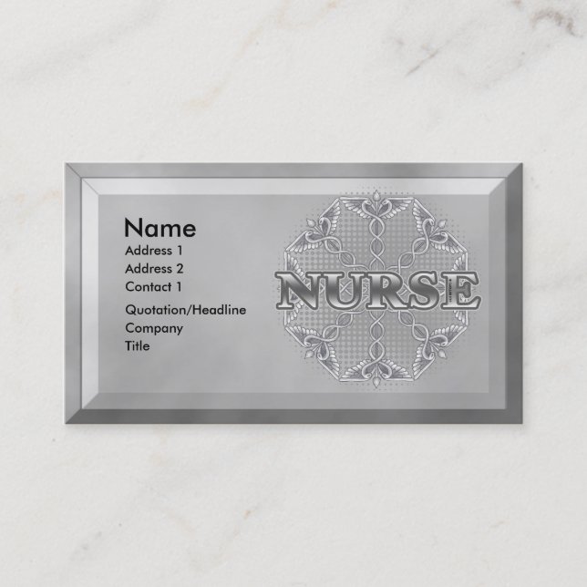 Carte De Visite Infirmière Silver Caduceus (Devant)