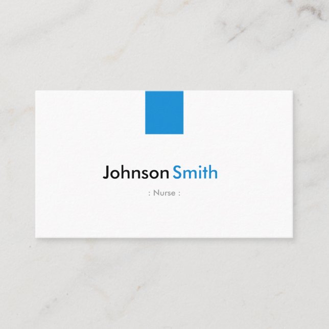 Carte De Visite Infirmière - Simple Aqua Blue (Devant)