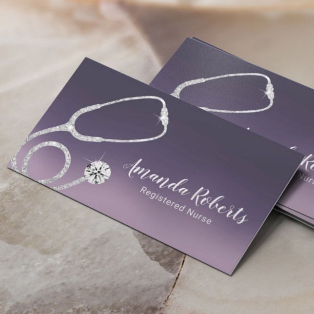 Carte De Visite Infirmière soignante Médicale Elegant Purple Ombre (Créateur téléchargé)