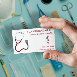 Carte De Visite Infirmière Stethoscope Blanc