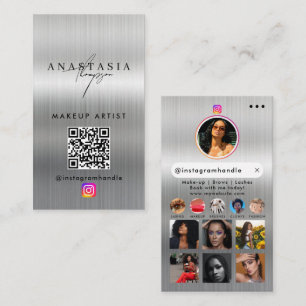 Carte De Visite Influencer Beauty Nails Médias sociaux Silver