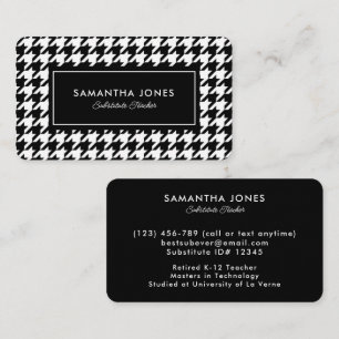 Carte De Visite Informations de contact pour l'enseignant suppléan