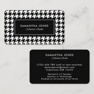 Carte De Visite Informations de contact pour l'enseignant suppléan