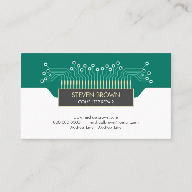 Carte De Visite Informatique Circuit Board Geek Codage Tech (Devant)