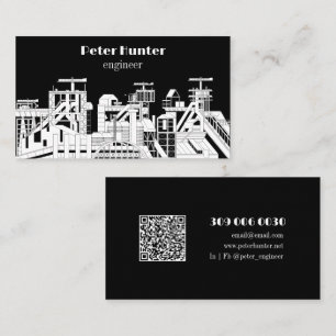 Carte De Visite Ingénieur Architecte Moderne Noir & Blanc 