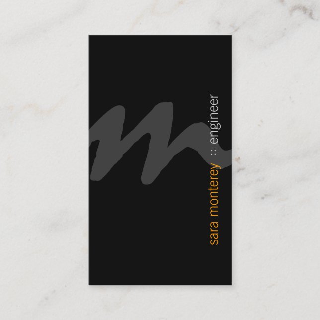 Carte De Visite Ingénieur BoldScript Monogram BusinessCard (Devant)