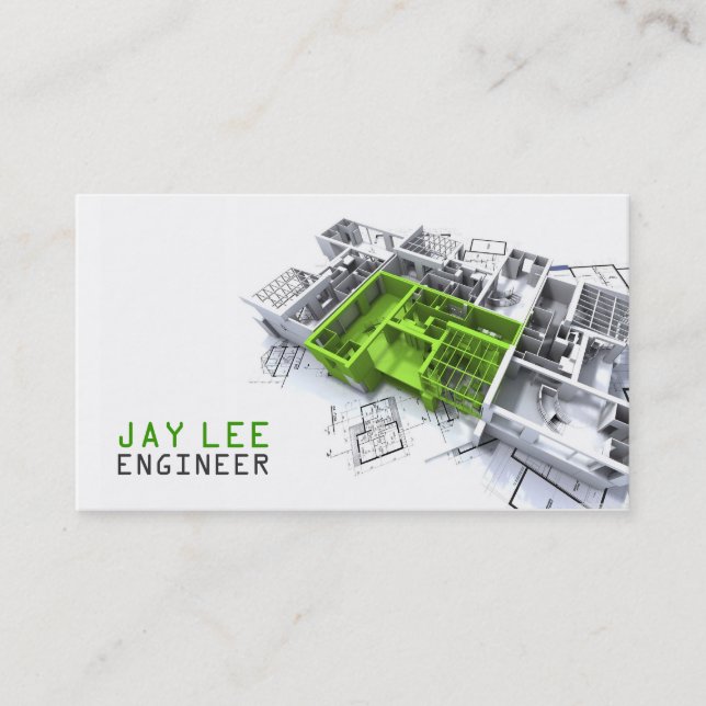 Carte De Visite Ingénieur, Ingénieur, Architecte, Constructeur (Devant)