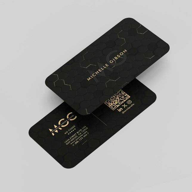 Carte De Visite Ingénieur Logiciel Moderne Monogram Black Gold (Modern Software Engineer Software developer programmer Monogram Black Gold Business Card
)