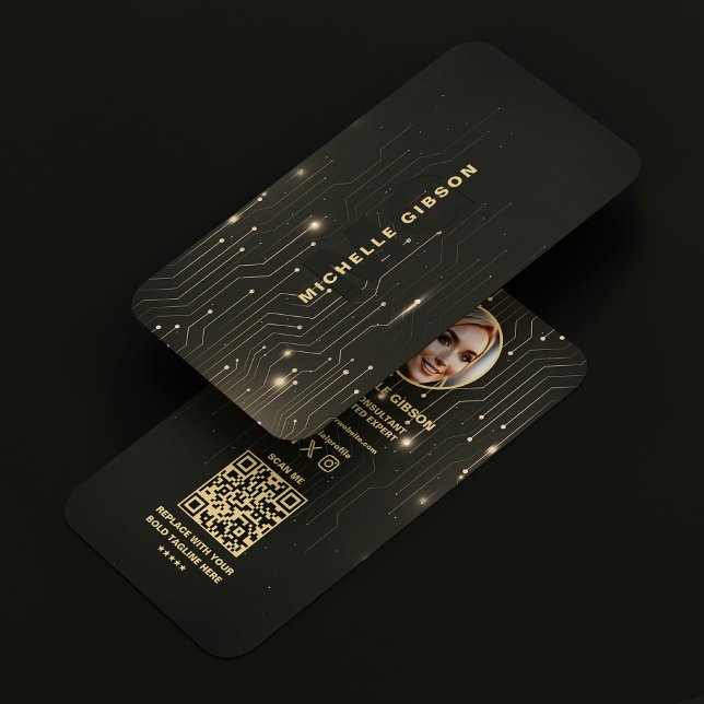 Carte De Visite Ingénieur logiciel moderne Monogramme d'or noir (Modern Software Engineer Black Gold Monogram Business Card
)