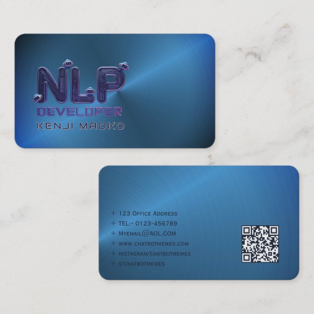 Carte De Visite 🤖 Ingénieur NLP Chatbot Développeur AI QR Code Ca (Devant / Derrière)