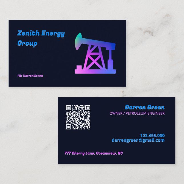 Carte De Visite Ingénieur pétrolier QR (Devant / Derrière)
