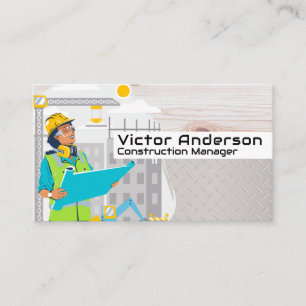 Carte De Visite Ingénieur regardant des plans Chantier de constr