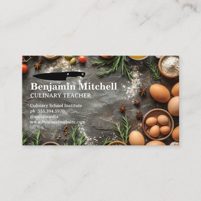 Carte De Visite Ingrédients cuisines | Oeufs | Couteau (Devant)