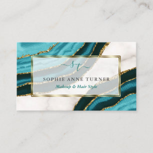 Carte De Visite Initiales d'agate Turquoise Calligraphie Logo Marq